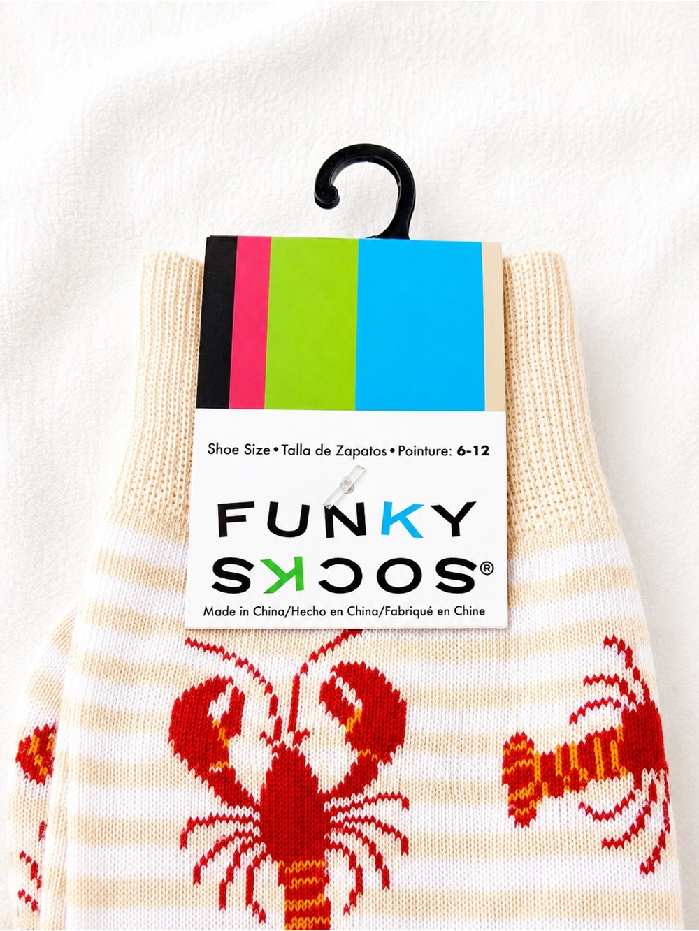 Funky Socks Lobster Print Crew Socks NWT Nautical Coastal Novelty - Picture 2 of 4